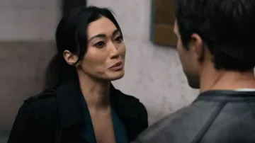 Theory Oaklane Trench Coat worn by Emma Hill (Catherine Haena Kim) as seen in The Company You Keep (S01E06)