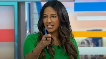 Lk Bennett Sienna Green Lenzing™ Ecovero™ Viscose Blend Shift Dress worn by Ranvir Singh as seen in Good Morning Britain on March 24, 2023