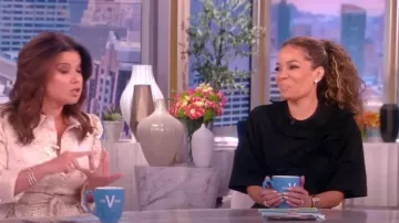 Dries Van Noten Appliqued Cotton-Blend T-Shirt worn by Sunny Hostin as seen in The View on April 3, 2023