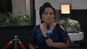 Alex Evenings Sequin Embellished Split-Sleeve Gown worn by Sydney Val Jean (Chandra Wilson) as seen in General Hospital on April 3, 2023