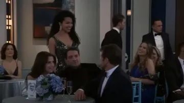 Sumintras One of a Kind V Neck High Slit Tonal Multi-color Sequin Dress worn by Portia Robinson(Brook Kerr) as seen in General Hospital on April 3, 2023