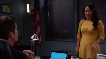 Calvin Klein Empire Waist Dress worn by  Melinda Trask (Tina Huang) as seen in Days of our Lives on April 5, 2023