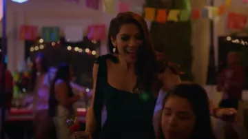 Reformation Twi­light Dress worn by Helen Tasker (Ginger Gonzaga) as seen in True Lies (S01E06)