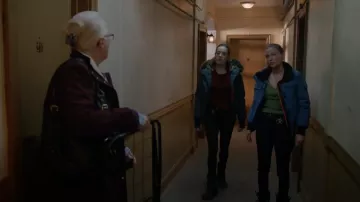 Pajar Cordova Fox Fur Down Bomber Jacket worn by Kim Burgess (Marina Squerciati) as seen in Chicago P.D. (S10E18)