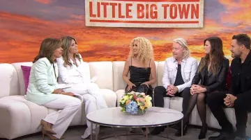 Alice + Olivia Walker Slim Front Slit Pants worn by Hoda Kotb as seen in Today with Hoda & Jenna on April 5, 2023