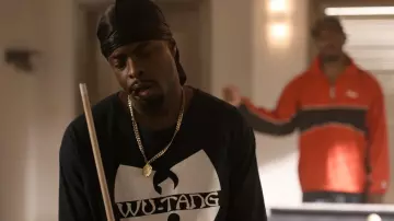 Wu Tang Black & White T Shirt worn by Oliver 'Power' Grant (Marcus Callender) as seen in Wu-Tang: An American Saga (S03E10)