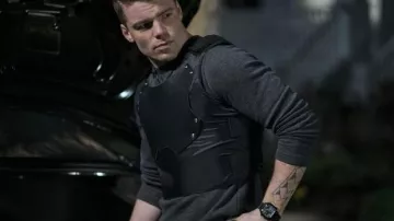 Fossil Black watch worn by Peter Sutherland (Gabriel Basso) as seen in The Night Agent TV series outfits (Season 1)