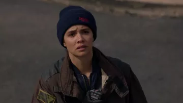 Chicago Fire Dpt. beanie in navy blue worn by Gabriela Dawson (Monica Raymund) as seen in Chicago Fire (S11E18)