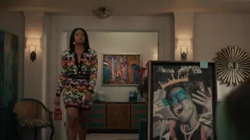 Versace Greca-Knit Mini Skirt worn by Hilary Banks (Coco Jones) as seen in Bel-Air (S02E07)