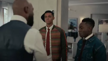 Scotch & Soda Mix & Match Quilted Bomber Jacket worn by Will Smith (Jabari Banks) as seen in Bel-Air (S02E07)