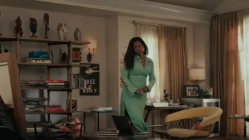 A.W.A.K.E. MODE Asymetric Pleated-Crepe Midi Skirt worn by Vivian Banks (Cassandra Freeman) as seen in Bel-Air (S02E07)