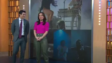Veronica Beard Atala Faux Leather Pantalones usados por Eva Pilgrim como se ve en Good Morning America el 5 de abril de 2023