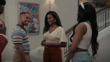 A.L.C. Nina Ruched Bead-Embellished Top worn by Vivian Banks (Cassandra Freeman) as seen in Bel-Air (S02E07)