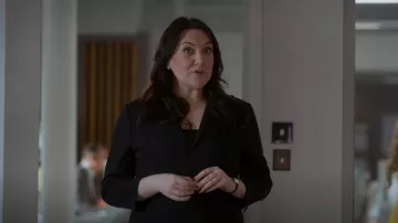 LK Bennett Black Frankie Crepe Belted Dress worn by Barbara (Katy Wix) as seen in Ted Lasso Wardrobe (S03E04)