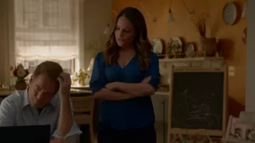 Joie Karemele Smocked V-Neck Silk Top worn by Isabella Colón (Yara Martinez) as seen in Bull (S06E05)
