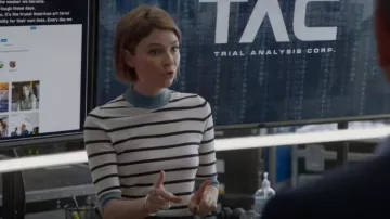 Boss Fleia Stripe Ringer Suéter de lana virgen usado por Taylor Rentzel (MacKenzie Meehan) como se ve en Bull (S06E07)