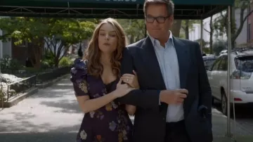 Monique Lhuillier Floral Print Puff-Sleeve Midi Dress worn by Isabella Colón (Yara Martinez) as seen in Bull (S06E07)
