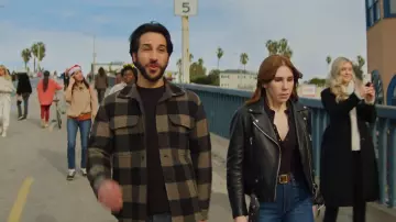 Vince Buffalo Check Virgin Wool Blend Overshirt worn by Max Park (Deniz Akdeniz) as seen in The Flight Attendant (S02E07)