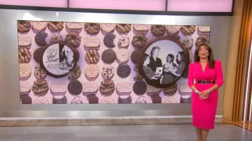 Karen Millen Forever Belted Dress worn by Michelle Miller as seen in CBS Mornings on  April 10, 2023