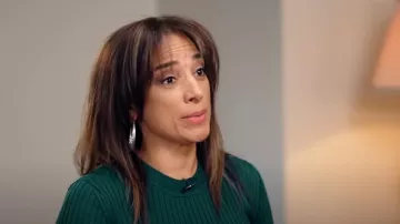 Marina Moscone Collective Green Midi Sweater Dress worn by Michelle Miller as seen in CBS Mornings on April 10, 2023