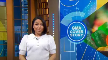 Ted Baker Reannia Polo Knit Top worn by Stephanie Ramos as seen in Good Morning America on  April 7, 2023