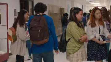 Jansport brown backpack worn by Freddy Freeman (Jack Dylan Grazer) as seen in Shazam! Fury of the Gods