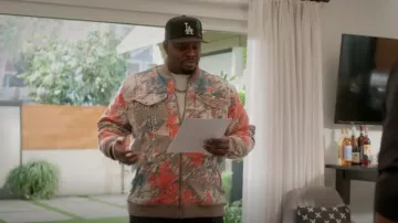 A.Tiziano Graphic Printed Plaid Bomber Jacket worn by Sherm Jones (Carl Tart) as seen in Grand Crew (S02E06)