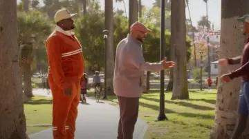 Sergio Tacchni Dallas Velour Track Pants worn by Sherm Jones (Carl Tart) as seen in Grand Crew (S02E06)
