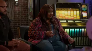 Farm Rio Ainika Tapestry Cardigan worn by Nicky (Nicole Byer) as seen in Grand Crew (S02E06)