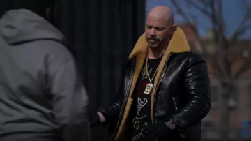 Power Book II - Ghost: Season 1 Episode 7 Cane's Black Leather LV Embossed  Jacket