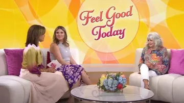 Jupe imprimée Zara avec garnitures à volants portée par Jenna Bush Hager comme vu dans Today with Hoda & Jenna le 12 avril 2023