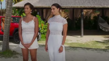 Love by Design Dayna Crochet Jumpsuit worn by Elena Roarke (Roselyn Sánchez) as seen in Fantasy Island (S02E09)