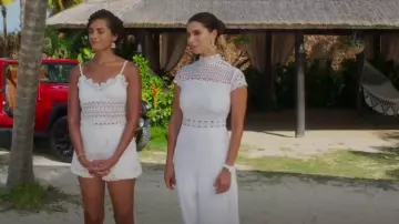 Love by Design Dayna Crochet Jumpsuit worn by Elena Roarke (Roselyn Sánchez) as seen in Fantasy Island (S02E09)