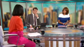 Pantalones anchos Tahari ASL en rosa intenso usados por Shanelle Kaul como se ve en CBS Mornings el 12 de abril de 2023