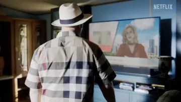 Burberry Tartan shirt worn by Moss Yankov (Emory Cohen) as seen in Florida Man TV series outfits (Season 1 Episode 6)