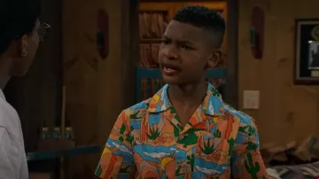 Stella McCartney Kids Printed Cotton Shirt worn by Bill Pickett (Alfred Lewis) as seen in BUNK'D (S06E22)