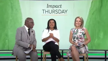 Eliza J Cascade Ruffle Sheath Robe portée par Dylan Dreyer comme vu dans Aujourd’hui le 13 avril 2023