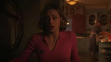 Hazel Tech Po­lo Top worn by Betty Cooper (Lili Reinhart) as seen in Riverdale (S07E03)
