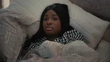 Sleeper Party Gingham Feather Trim Pajama Set worn by Vivian Banks (Cassandra Freeman) as seen in Bel-Air (S02E08)