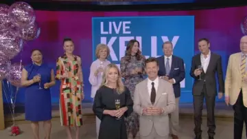 Calvin Klein Flutter-Sleeve Mock-Neck Dress worn by Déjà Vu as seen in LIVE with Kelly and Mark on April 14, 2023