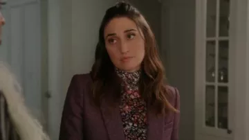 Maje Thomas Floral Mesh Long Sleeve T-Shirt worn by Dawn Solano (Sara Bareilles) as seen in Girls5eva (S02E04)