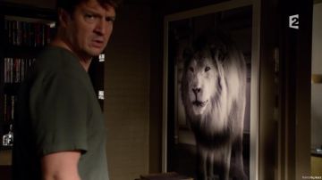 La foto del león en la habitación de Richard Castle