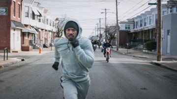 The hoody Jordan to Michael B. Jordan in Creed