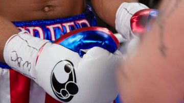 The boxing gloves Grant worn by Adonis Johnson (Michael B. Jordan) in Creed : The legacy of Rocky Balboa