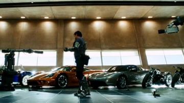 The Tesla Roadster grey of Tony Stark (Robert Downey, Jr.) in Iron Man
