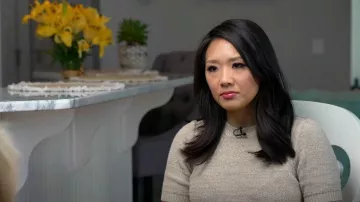 Ann Taylor Marled Puff Sleeve Sweater Tee in Toasted Oat porté par Nancy Chen comme vu dans CBS Mornings le 17 avril 2023