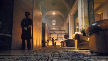 Cunard Building lobby in New York as The Continental entrance hall in John Wick: Chapter 4 movie locations
