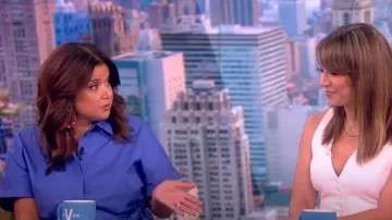 Lafayette 148 New York Cotton Tulip Shirt Vestido usado por Ana Navarro como se ve en The View el 18 de abril de 2023