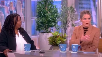 Mugler Icon Flocked Star Sheer Mesh Turtleneck Top worn by Sara Haines as seen in The View on April 18, 2023