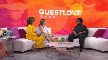 Lafayette 148 NY Gates Wool & Silk Crepe Flared Pants worn by Hoda Kotb as seen in Today  with Hoda & Jenna on April 18, 2023